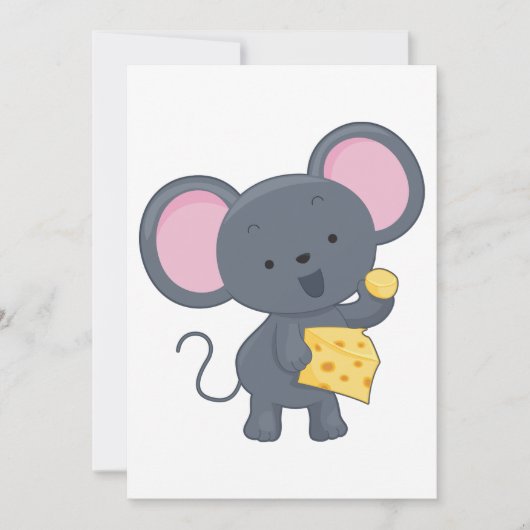 Maus essen Käse Einladung (Vorderseite)