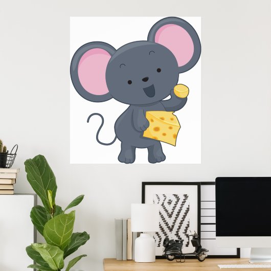 Maus essen Käse Poster (Heimbüro)