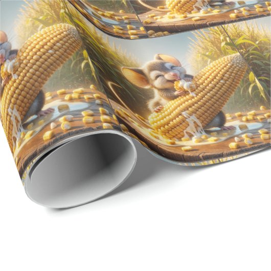 Maus essen Mais auf dem Cob Geschenkpapier (Rolleneckpunkt)