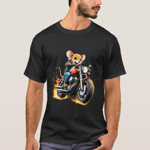 Maus fährt auf Motorrad-Design Lustige Maus T-Shirt