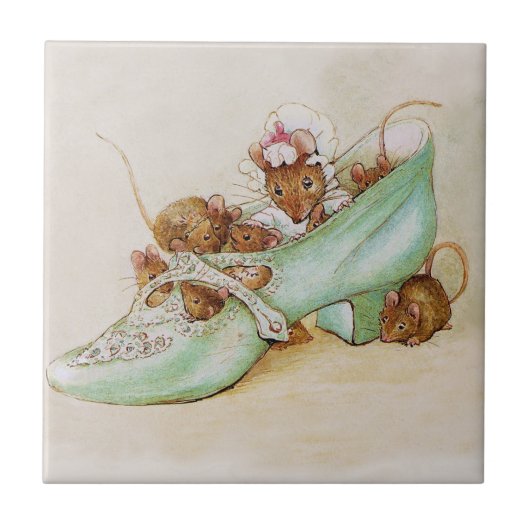 Maus Familie in einem Schuhwerk von Beatrix Potter Fliese (Vorderseite)