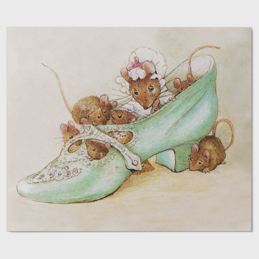 Maus Familie in einem Schuhwerk von Beatrix Potter Geschenkpapier (Flach)