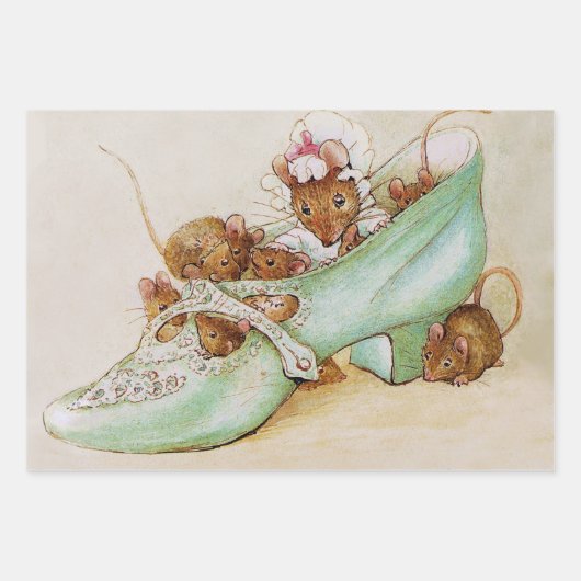 Maus Familie in einem Schuhwerk von Beatrix Potter Geschenkpapier Set (Vorderseite 3)