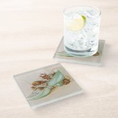 Maus Familie in einem Schuhwerk von Beatrix Potter Glasuntersetzer (Schrägansicht)