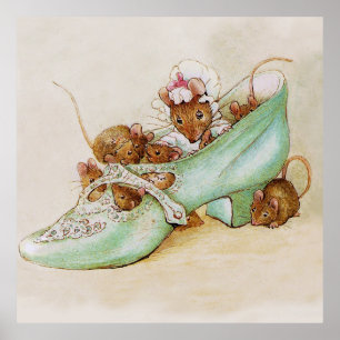 Maus Familie in einem Schuhwerk von Beatrix Potter Poster