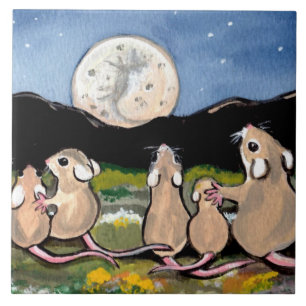 Maus-Familie Moon 6" Fliesentrippe beobachten Fliese