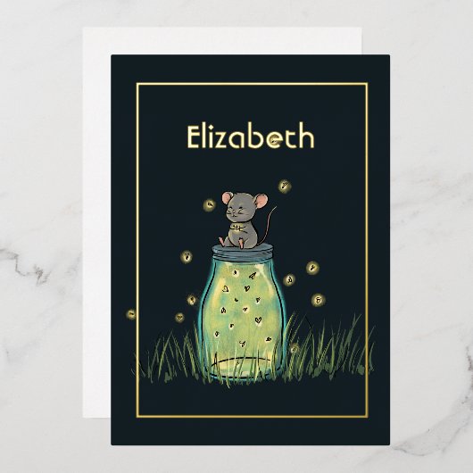 Maus Firefly Mason Jar Dusche Folieneinladung (Vorderseite/Rückseite)