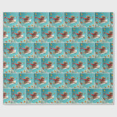 Maus Flug eines Papierflugzeugs Geschenkpapier (Flach)