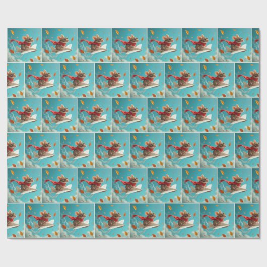 Maus Flug eines Papierflugzeugs Geschenkpapier (Flach)