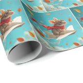 Maus Flug eines Papierflugzeugs Geschenkpapier (Rolleneckpunkt)