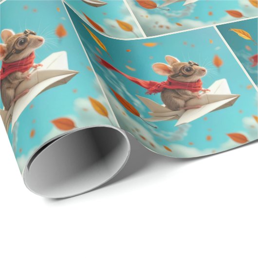 Maus Flug eines Papierflugzeugs Geschenkpapier (Rolleneckpunkt)