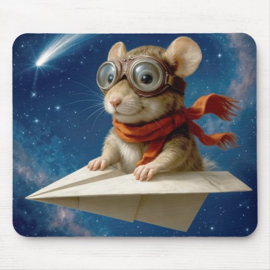 Maus Flug eines Papierflugzeugs Mousepad (Vorne)