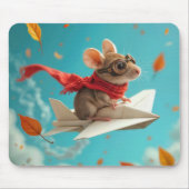 Maus Flug eines Papierflugzeugs Mousepad (Vorne)