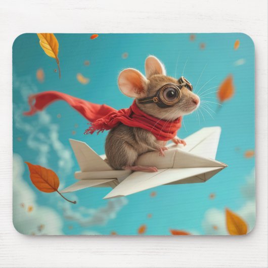 Maus Flug eines Papierflugzeugs Mousepad (Vorne)