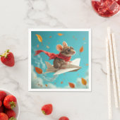 Maus Flug eines Papierflugzeugs Serviette (Beispiel)