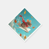 Maus Flug eines Papierflugzeugs Serviette (Ecke)