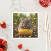 Maus genießt einen Maiskolben Serviette (Beispiel)
