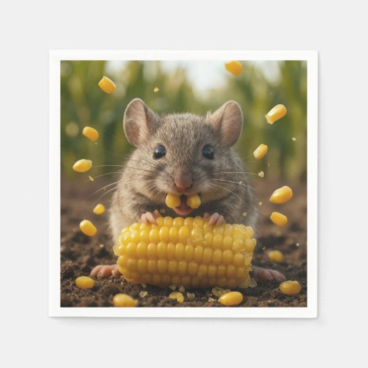 Maus genießt einen Maiskolben Serviette (Vorderseite)
