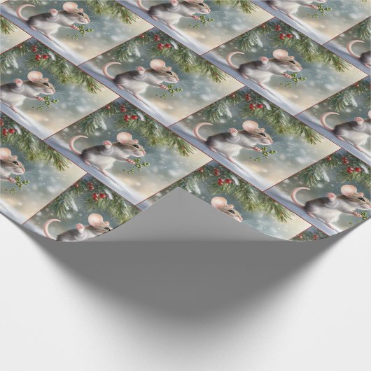 Maus hält einen Mistletoe Sprig Geschenkpapier (Ecke)