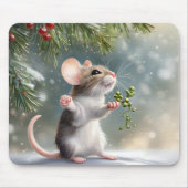 Maus hält einen Mistletoe Sprig Mousepad (Vorne)