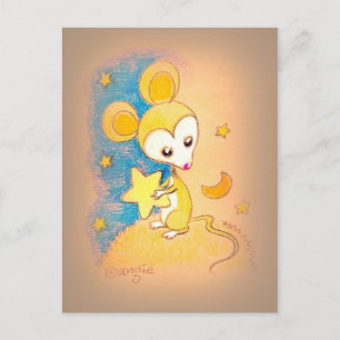 Maus hält einen Star Postkarte