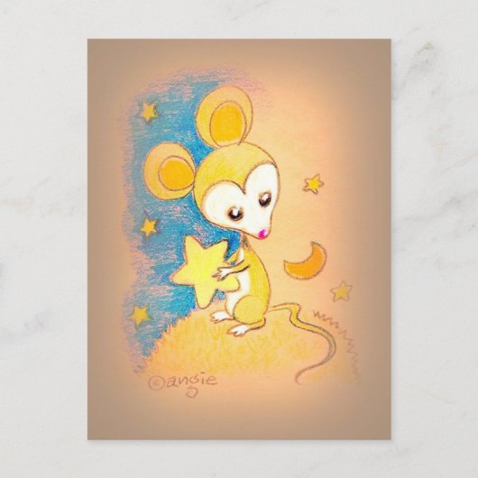Maus hält einen Star Postkarte (Vorderseite)