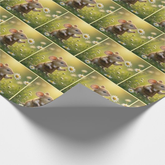 Maus hält einen weißen Schwanz Geschenkpapier (Ecke)