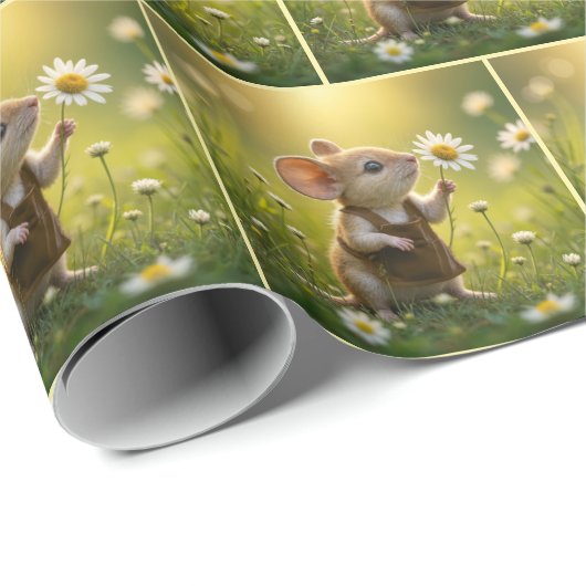 Maus hält einen weißen Schwanz Geschenkpapier (Rolleneckpunkt)