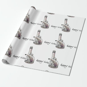 Maus hält Stift Geburtstagsnachricht Cartoons Geschenkpapier