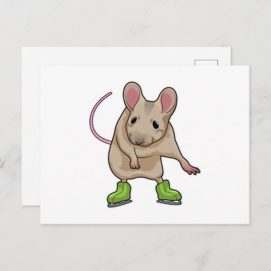 Maus Ice Skaten Ice Skate Postkarte (Vorne/Hinten)