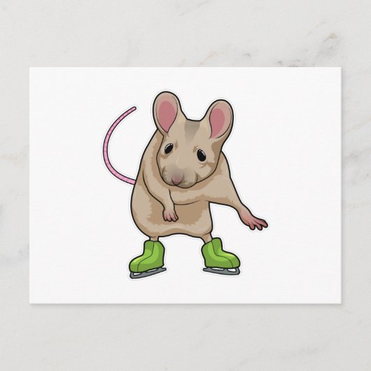 Maus Ice Skaten Ice Skate Postkarte (Vorderseite)