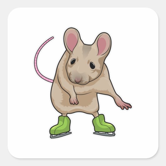 Maus Ice Skaten Ice Skate Quadratischer Aufkleber (Vorderseite)