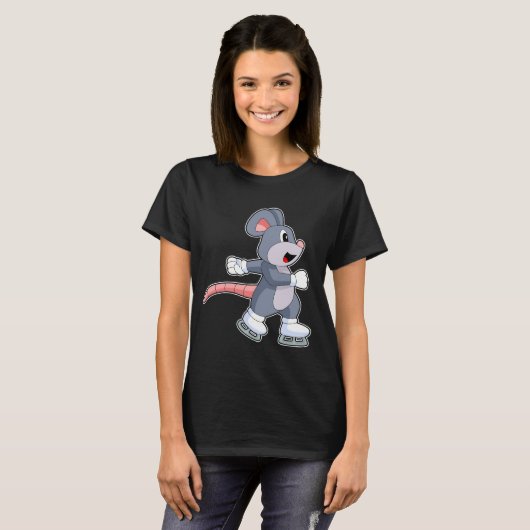 Maus Ice Skaten Ice Skate T-Shirt (Vorne ganz)