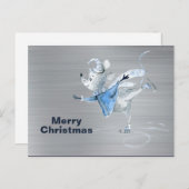 Maus Ice Skaten Silver Metal Weihnachten Postkarte (Vorne/Hinten)