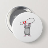 Maus im Bowling mit Bowling Button (Vorne & Hinten)