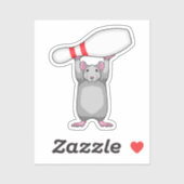Maus im Bowling mit Bowling Button Aufkleber (Blatt)