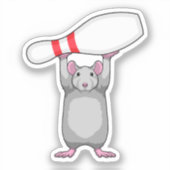 Maus im Bowling mit Bowling Button Aufkleber (Vorderseite)