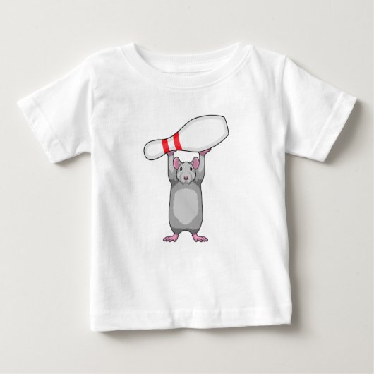 Maus im Bowling mit Bowling Button Baby T-shirt (Vorderseite)