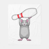 Maus im Bowling mit Bowling Button Fleecedecke (Vorderseite)