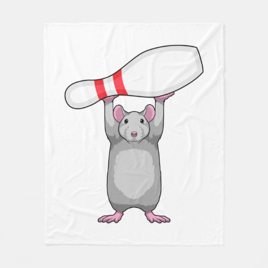 Maus im Bowling mit Bowling Button Fleecedecke (Vorderseite)