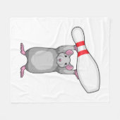 Maus im Bowling mit Bowling Button Fleecedecke (Vorderseite (Horizontal))