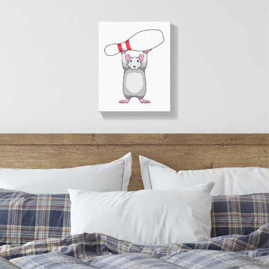 Maus im Bowling mit Bowling Button Leinwanddruck (Insitu (Schlafzimmer))