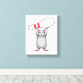 Maus im Bowling mit Bowling Button Leinwanddruck (Insitu (Holzboden))