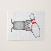 Maus im Bowling mit Bowling Button Puzzle (Horizontal)