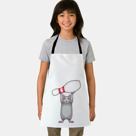 Maus im Bowling mit Bowling Button Schürze (Insitu)