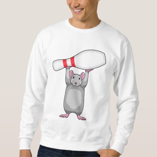 Maus im Bowling mit Bowling Button Sweatshirt (Vorderseite)