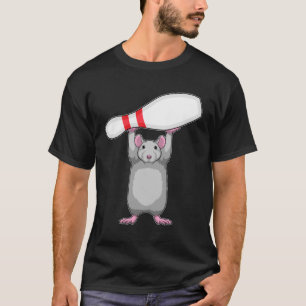 Maus im Bowling mit Bowling Button T-Shirt