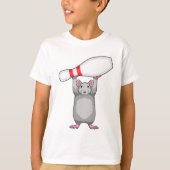 Maus im Bowling mit Bowling Button T-Shirt (Vorderseite)