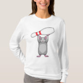 Maus im Bowling mit Bowling Button T-Shirt (Vorderseite)
