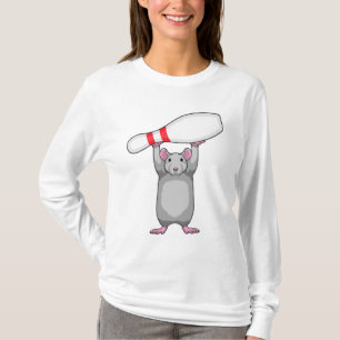 Maus im Bowling mit Bowling Button T-Shirt
